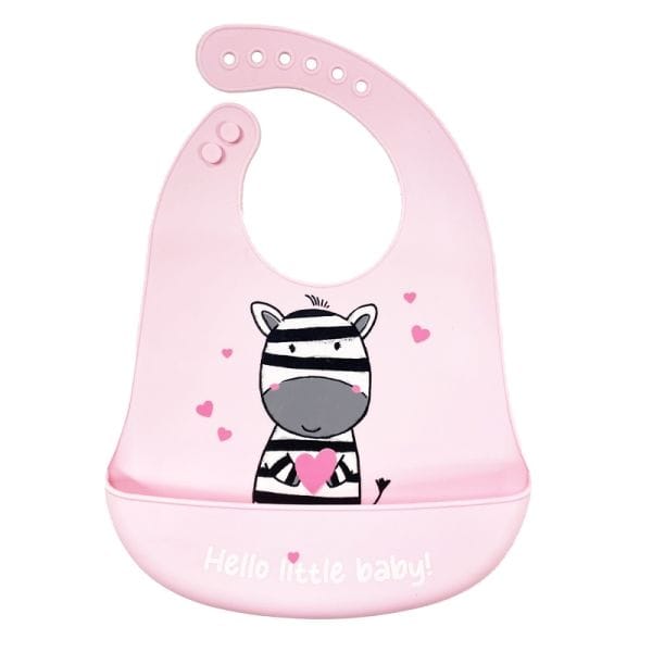 GAMBERRITOS Βρεφική Σαλιάρα Σιλικόνης Με Τσέπη Zebra Pink (4+ μηνών)