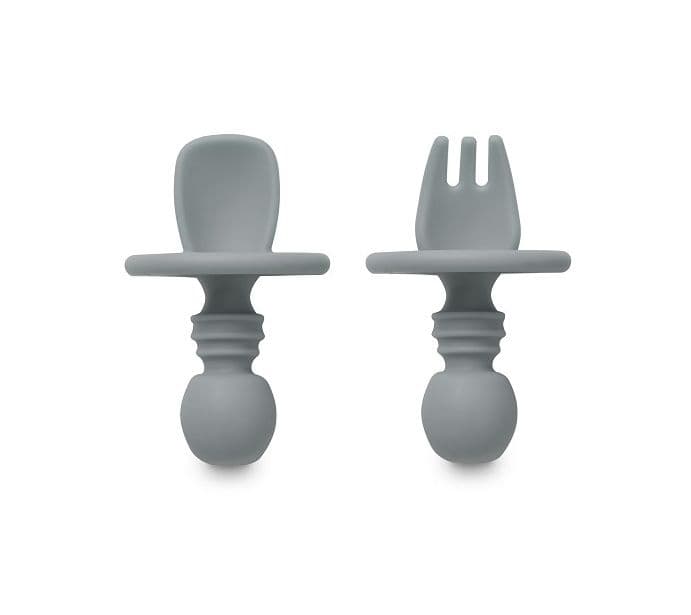 INTERBABY Σετ Εργονομικό Κουτάλι Πιρούνι Anti-Chocking Petrol Grey (4+ μηνών)
