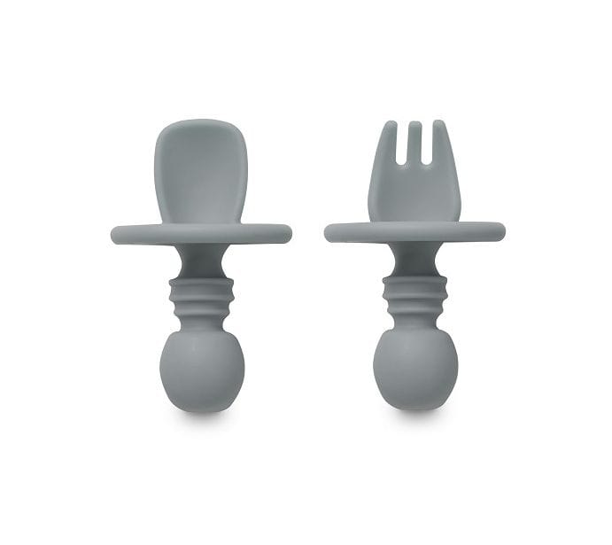 INTERBABY Σετ Εργονομικό Κουτάλι Πιρούνι Anti-Chocking Petrol Grey (4+ μηνών)
