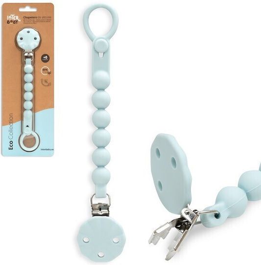 INTERBABY Κλιπ Πιπίλας Σιλικόνης Με Χάντρες Eco Collection Grey Blue