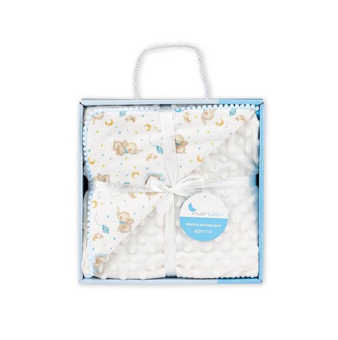 INTERBABY Βελουτέ Κουβέρτα Αγκαλιάς Elephante Azul