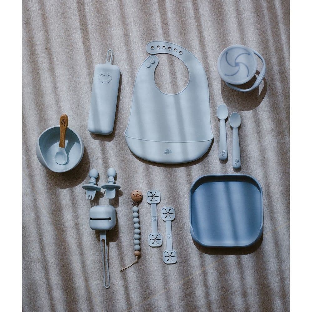 INTERBABY Σετ Εργονομικό Κουτάλι Πιρούνι Anti-Chocking Blue Grey (4+ μηνών)