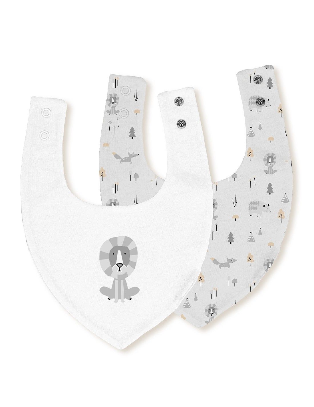 INTERBABY Σετ Βρεφικές Αδιάβροχες Σαλιάρες Μπαντάνα Bamboo Fox Grey (0+ μηνών)