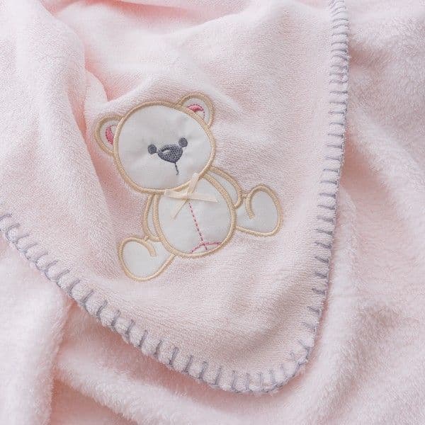 INTERBABY Fleece Κουβέρτα Αγκαλιάς Bear Pink (80×110cm)