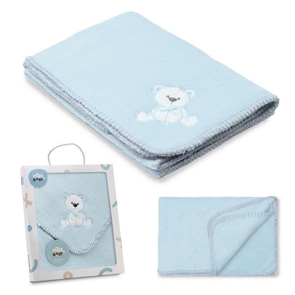 INTERBABY Fleece Κουβέρτα Αγκαλιάς Bear Blue (80×110cm)