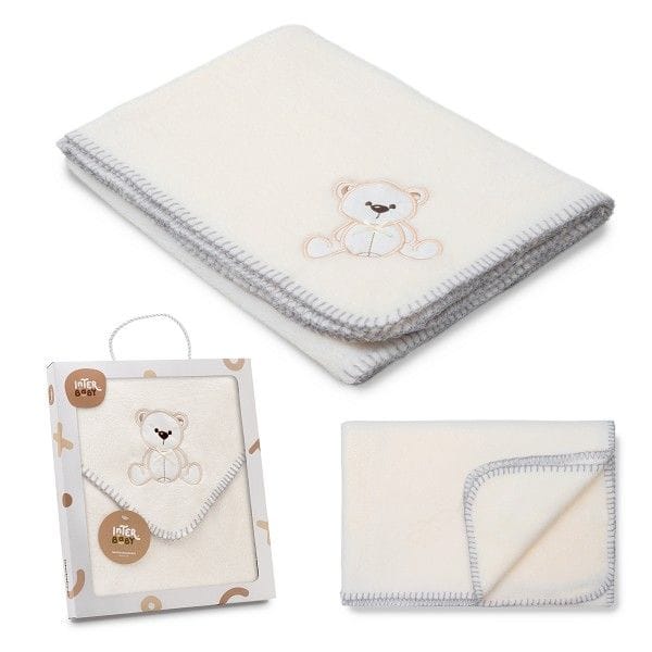INTERBABY Fleece Κουβέρτα Αγκαλιάς Bear Beige (80×110cm)