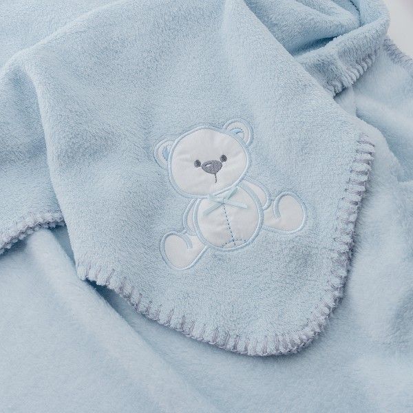 INTERBABY Fleece Κουβέρτα Αγκαλιάς Bear Blue (80×110cm)