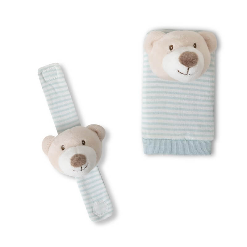 INTERBABY Βρεφικά Καλτσάκια & Βραχιολάκια Με Κουδουνίστρα Blue Bear (0+ μηνών)