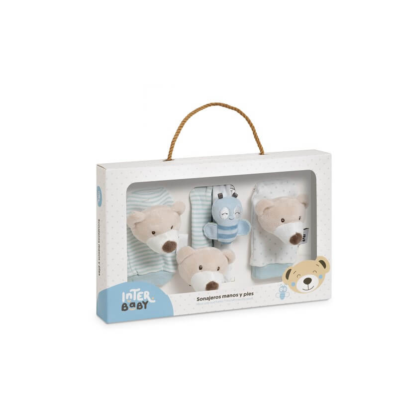 INTERBABY Βρεφικά Καλτσάκια & Βραχιολάκια Με Κουδουνίστρα Blue Bear (0+ μηνών)