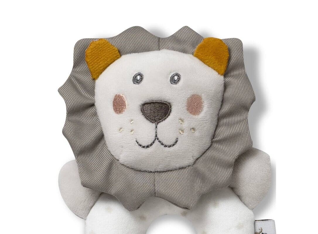 INTERBABY Βρεφική Λούτρινη Κουδουνίστρα Lion White (0+ μηνών)