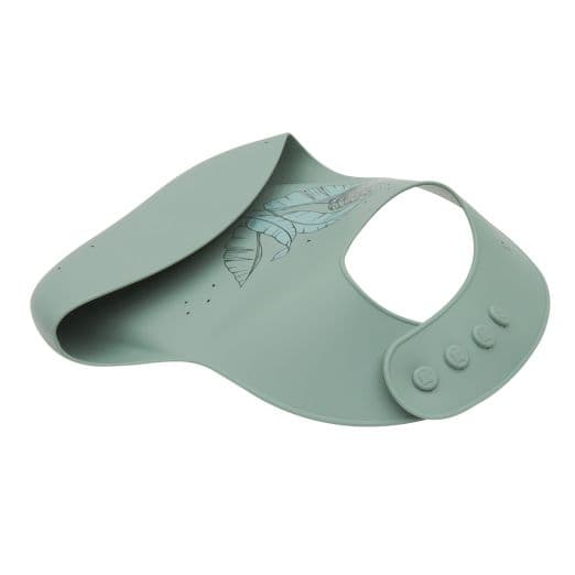 KIKKA BOO Βρεφική Αδιάβροχη Σαλιάρα Σιλικόνης Με Τσέπη Flora Sage (6+ μηνών)