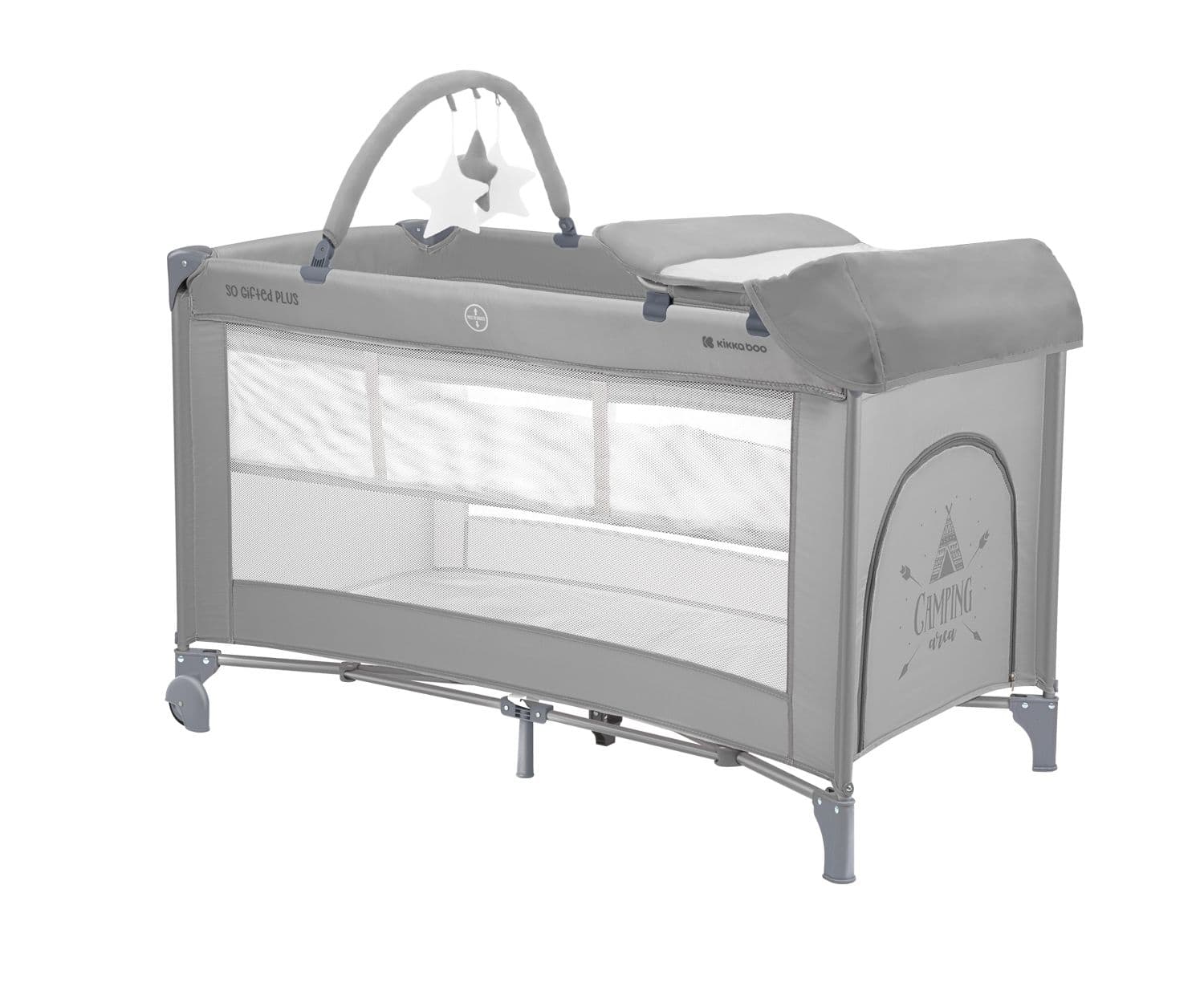 KIKKA BOO Παρκοκρέβατο 2 Επιπέδων Mε Αλλαξιέρα So Gifted Plus Grey