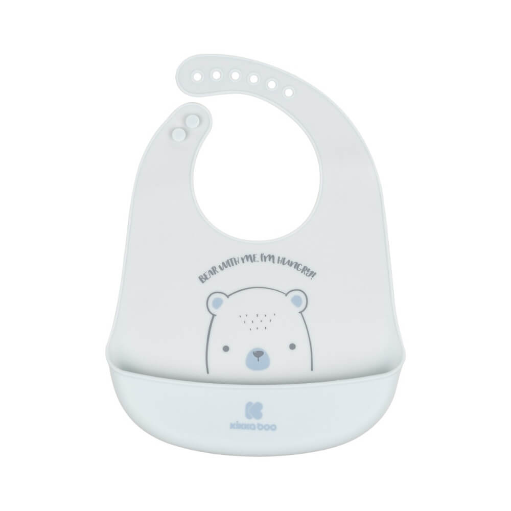 KIKKA BOO Βρεφική Σαλιάρα Σιλικόνης Με Τσέπη Bear With Me Blue (4+ μηνών)