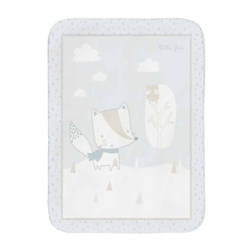 KIKKA BOO Βελουτέ Κουβέρτα Κούνιας Little Fox Blue