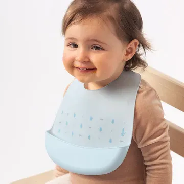 KIOKIDS Βρεφική Σαλιάρα Σιλικόνης Με Τσέπη Petit Moments Blue (4+ μηνών)