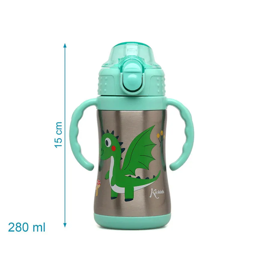 KIOKIDS Ανοξείδωτο Παγούρι Θερμός Με Καλαμάκι 280ml Dragon (6+ μηνών)