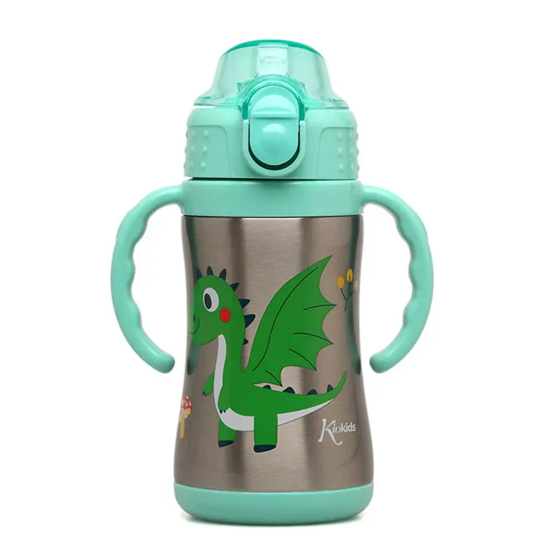 KIOKIDS Ανοξείδωτο Παγούρι Θερμός Με Καλαμάκι 280ml Dragon (6+ μηνών)