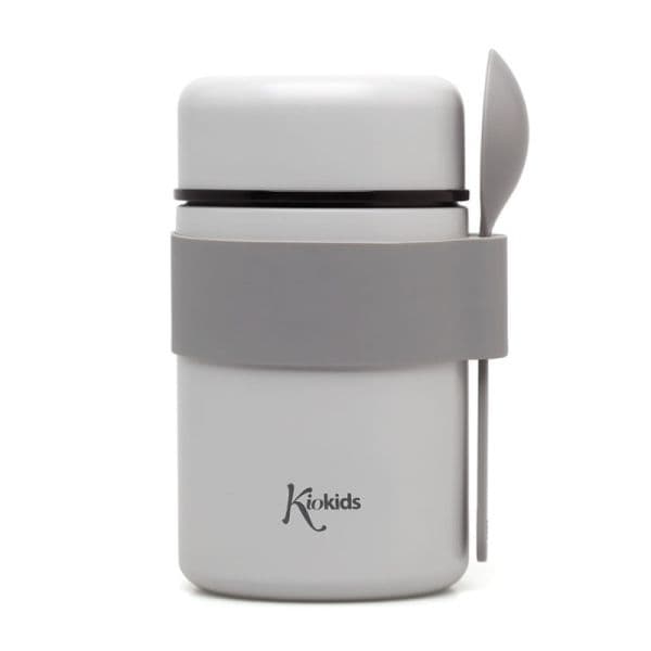 KIOKIDS Ανοξείδωτος Θερμός Φαγητού Με Κουτάλι Γκρι 500ml
