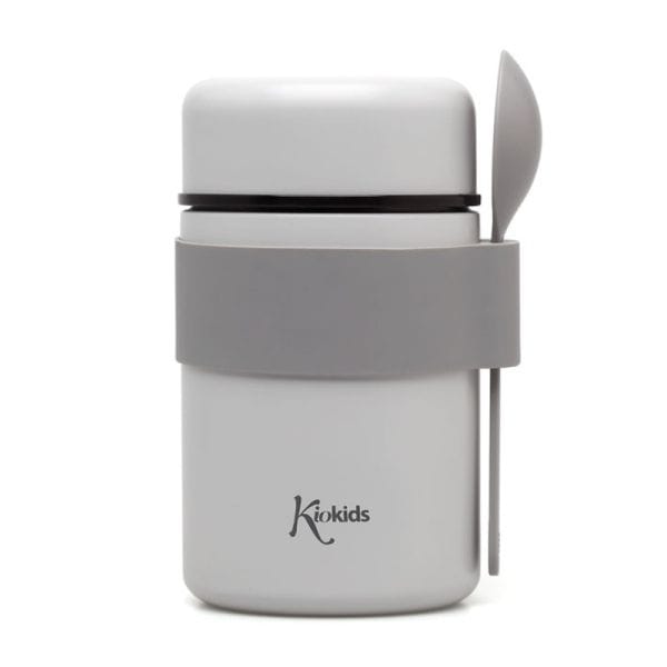 KIOKIDS Ανοξείδωτος Θερμός Φαγητού Με Κουτάλι Γκρι 500ml