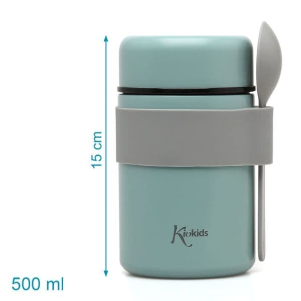 KIOKIDS Ανοξείδωτος Θερμός Φαγητού Με Κουτάλι Μέντα 500ml