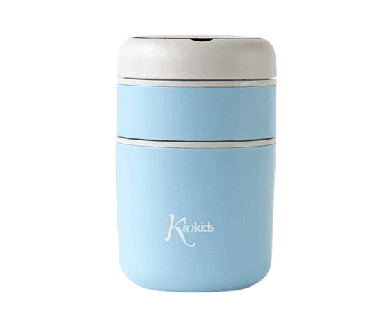 KIOKIDS Ανοξείδωτος Θερμός Φαγητού Για Μωρά Με 2 Θαλάμους & Κουτάλι Σιέλ 710ml