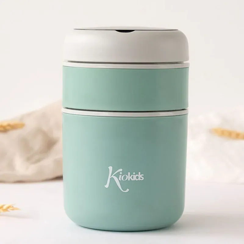 KIOKIDS Ανοξείδωτος Θερμός Φαγητού Για Μωρά Με 2 Θαλάμους & Κουτάλι Μέντα 710ml