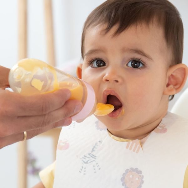 KIOKIDS Μπιμπερό Τροφοδότης Σιλικόνης Pink (4+ μηνών)