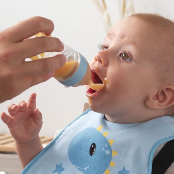 KIOKIDS Μπιμπερό Τροφοδότης Σιλικόνης Blue (4+ μηνών)