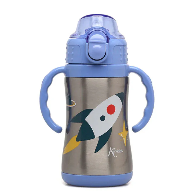 KIOKIDS Ανοξείδωτο Παγούρι Θερμός Με Καλαμάκι 280ml Space Rocket (6+ μηνών)