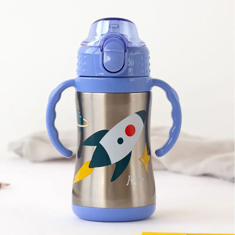 KIOKIDS Ανοξείδωτο Παγούρι Θερμός Με Καλαμάκι 280ml Space Rocket (6+ μηνών)