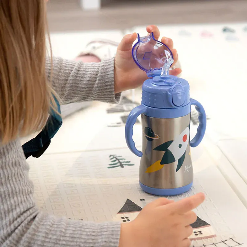 KIOKIDS Ανοξείδωτο Παγούρι Θερμός Με Καλαμάκι 280ml Space Rocket (6+ μηνών)