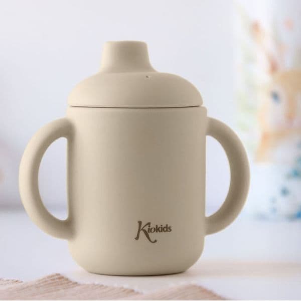 KIOKIDS Ποτήρι Σιλικόνης Με Στόμιο Beige 120ml (4+ μηνών)
