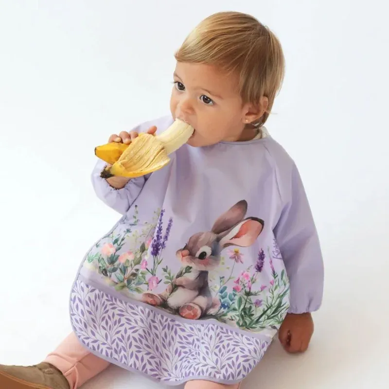 KIOKIDS Μακρυμάνικη Βρεφική Σαλιάρα Με Τσέπη Lavender Bunny (4+μηνών)