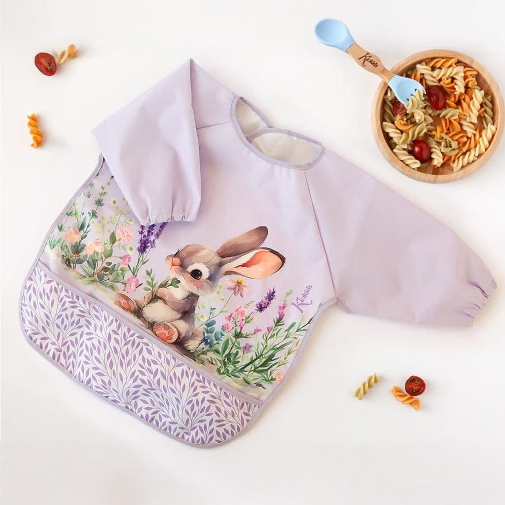 KIOKIDS Μακρυμάνικη Βρεφική Σαλιάρα Με Τσέπη Lavender Bunny (4+μηνών)