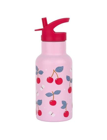 LITTLE LOVELY COMPANY Ανοξείδωτο Παγούρι Θερμός Με Καλαμάκι 350ml Cherries (3+ ετών)
