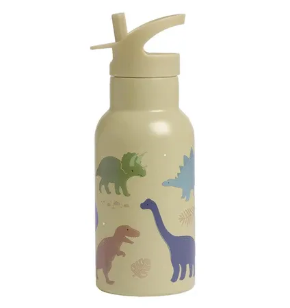 LITTLE LOVELY COMPANY Ανοξείδωτο Παγούρι Θερμός Με Καλαμάκι 350ml Dino (3+ ετών)
