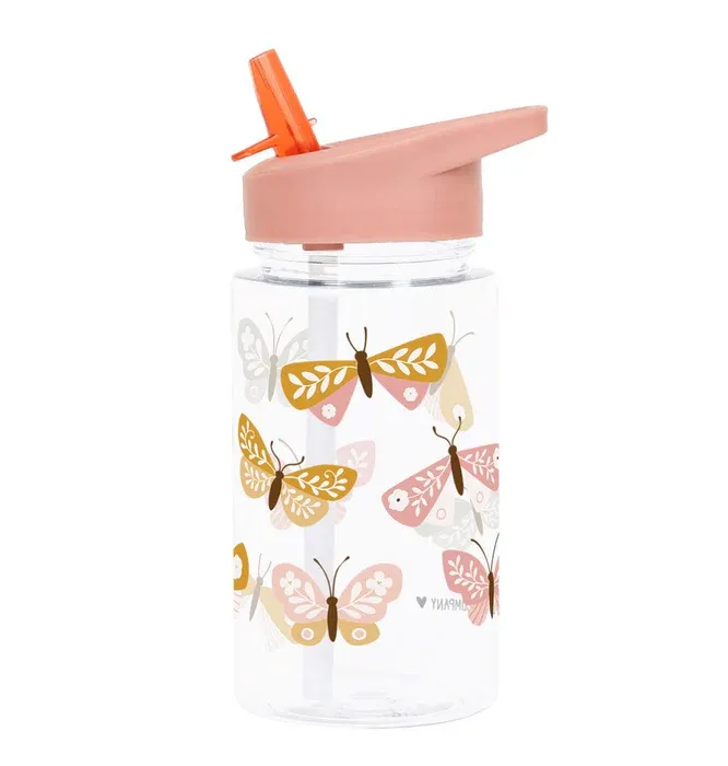 LITTLE LOVELY COMPANY Παιδικό Παγούρι Με Καλαμάκι Butterflies 450ml (12+ μηνών)