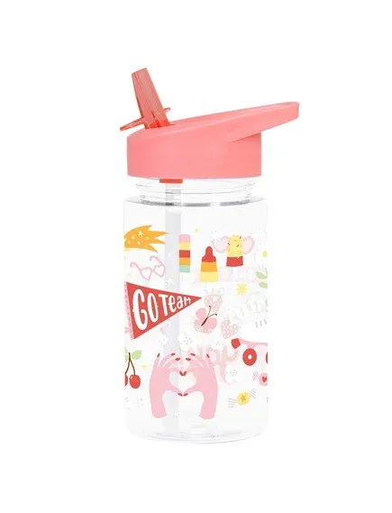 LITTLE LOVELY COMPANY Παιδικό Παγούρι Με Καλαμάκι Pink Fun 450ml (12+ μηνών)