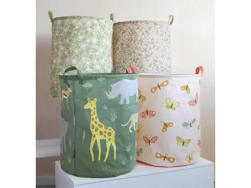 LITTLE LOVELY COMPANY Στρογγυλό Καλάθι Αποθήκευσης Παιχνιδιών Butterflies (63L)