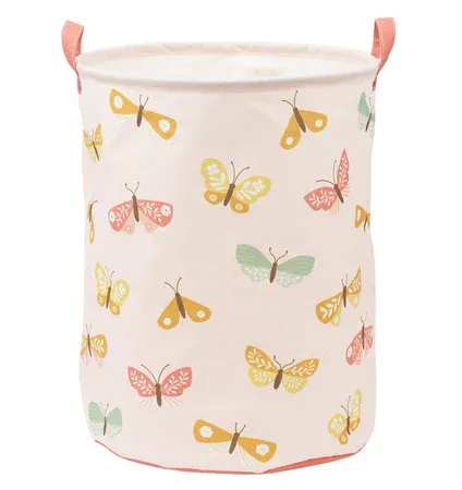 LITTLE LOVELY COMPANY Στρογγυλό Καλάθι Αποθήκευσης Παιχνιδιών Butterflies (63L)