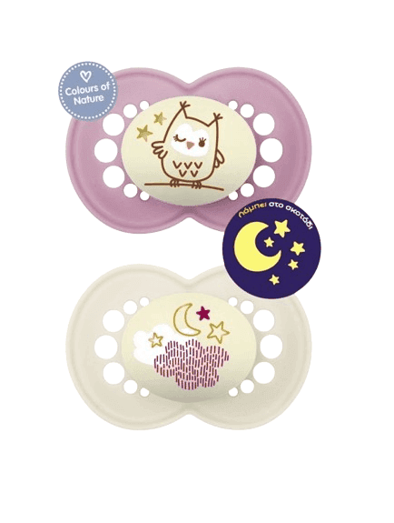 MAM Σετ Πιπίλες Σιλικόνης Original Night Girl (6-16 μηνών)