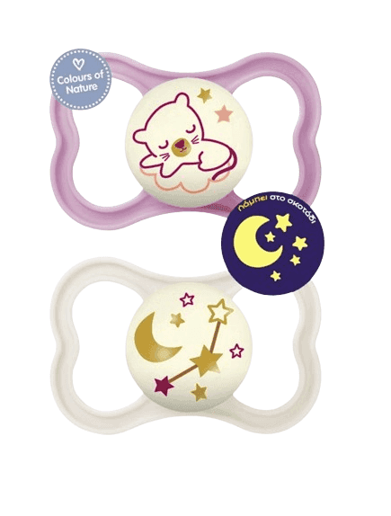 MAM Σετ Πιπίλες Σιλικόνης Air Night Girl (6-16 μηνών)