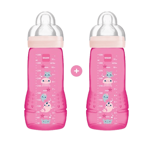 MAM Πλαστικό Μπιμπερό Easy Active Girl 330ml (Double) (4+ μηνών)