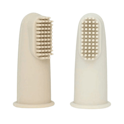 MINENE Βρεφικές Δαχτυλικές Οδοντόβουρτσες Σιλικόνης Light Brown (3+ μηνών)