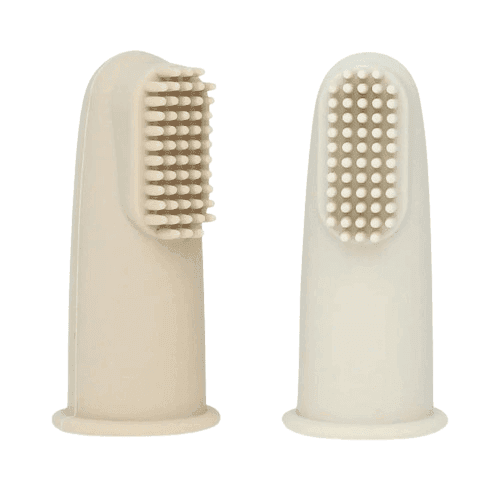 MINENE Βρεφικές Δαχτυλικές Οδοντόβουρτσες Σιλικόνης Light Brown (3+ μηνών)