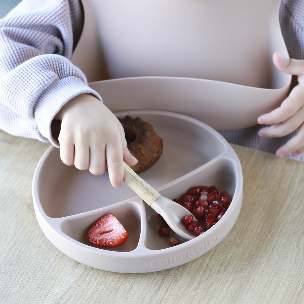 MINIKOIOI Πιάτο Σιλικόνης Με Χωρίσματα Και Βεντούζα Portions Grey (6+ μηνών)