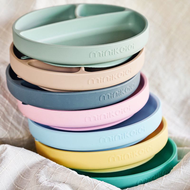 MINIKOIOI Πιάτο Σιλικόνης Με Χωρίσματα Και Βεντούζα Portions Grey (6+ μηνών)