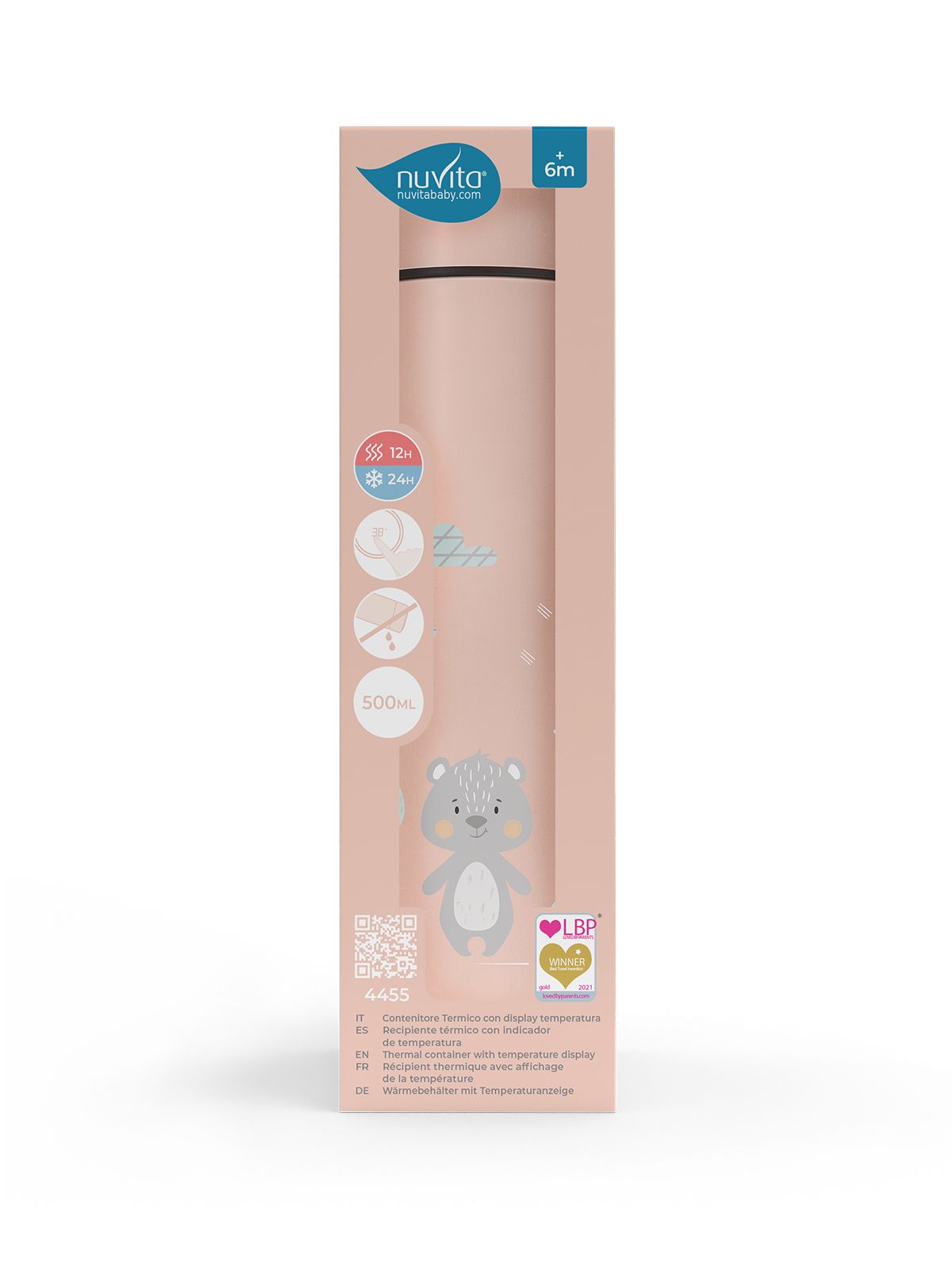 NUVITA Ανοξείδωτος Θερμός Υγρών Για Μωρά Με Θερμοκρασία English Rose 500ml
