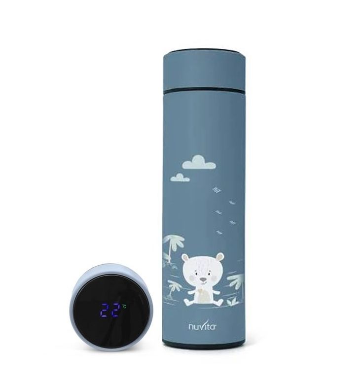 NUVITA Ανοξείδωτος Θερμός Υγρών Για Μωρά Με Θερμοκρασία Powder Blue 500ml
