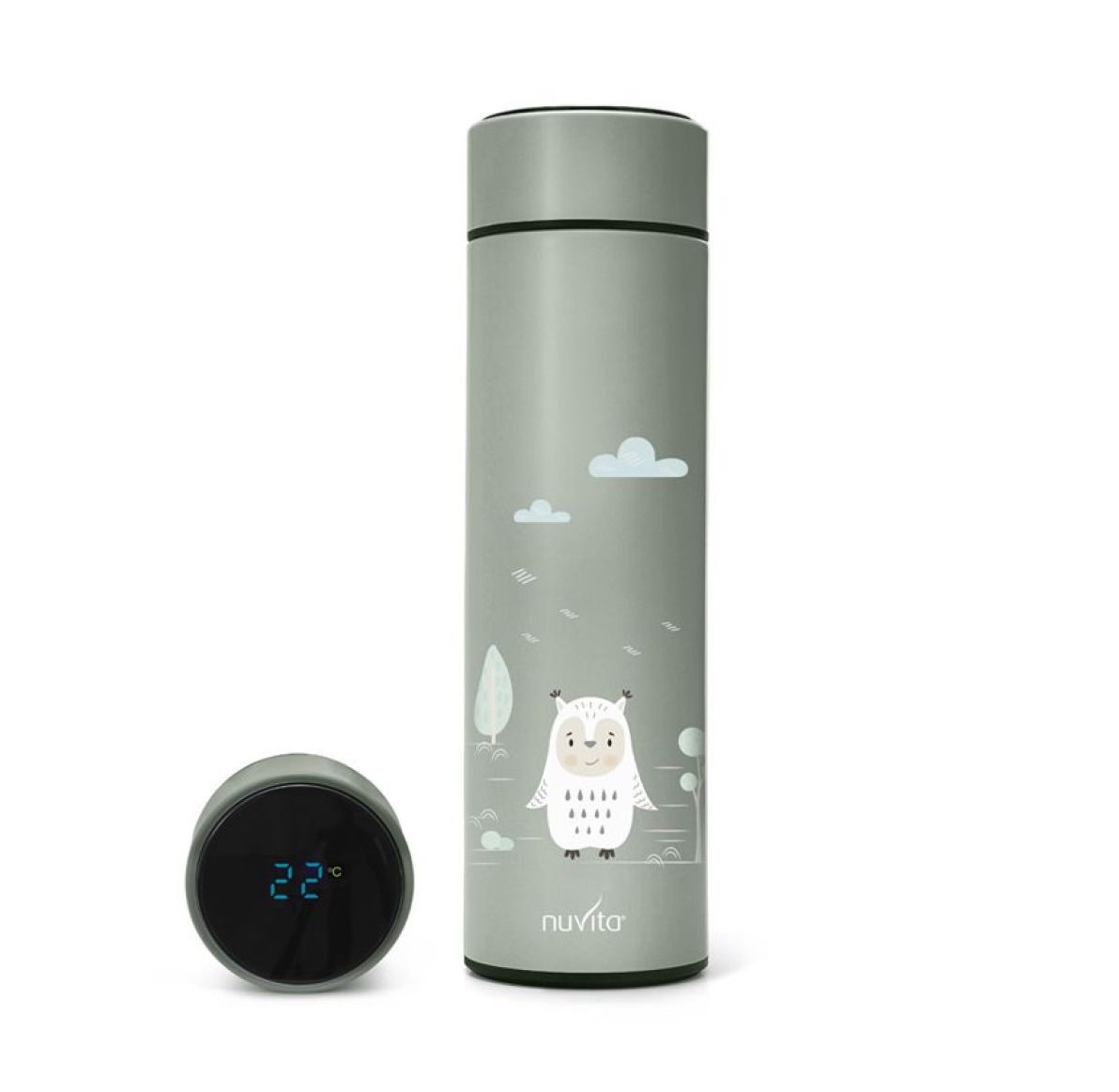 NUVITA Ανοξείδωτος Θερμός Υγρών Για Μωρά Με Θερμοκρασία Sage Green 500ml